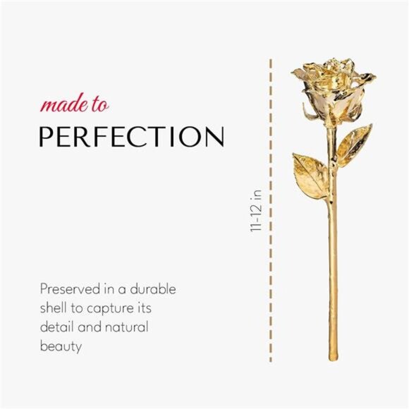 Forever Rose Real 24K Gold Rose, Genuine Kind Rose Hand Dipped in 24K Gold Roses - Picture 3 of 7